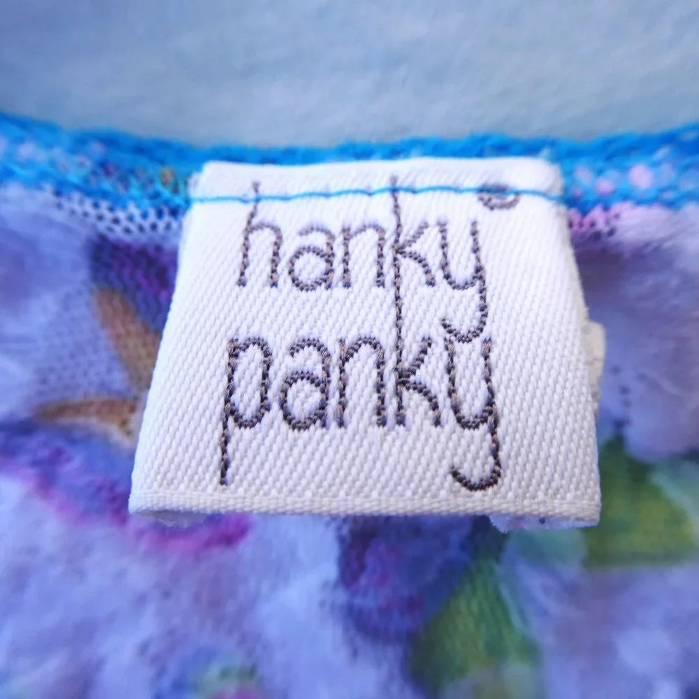 Vintage USA 90s Y2K Hanky Panky Nylon Lace Cami Top Butterflies Adj Straps Sheer